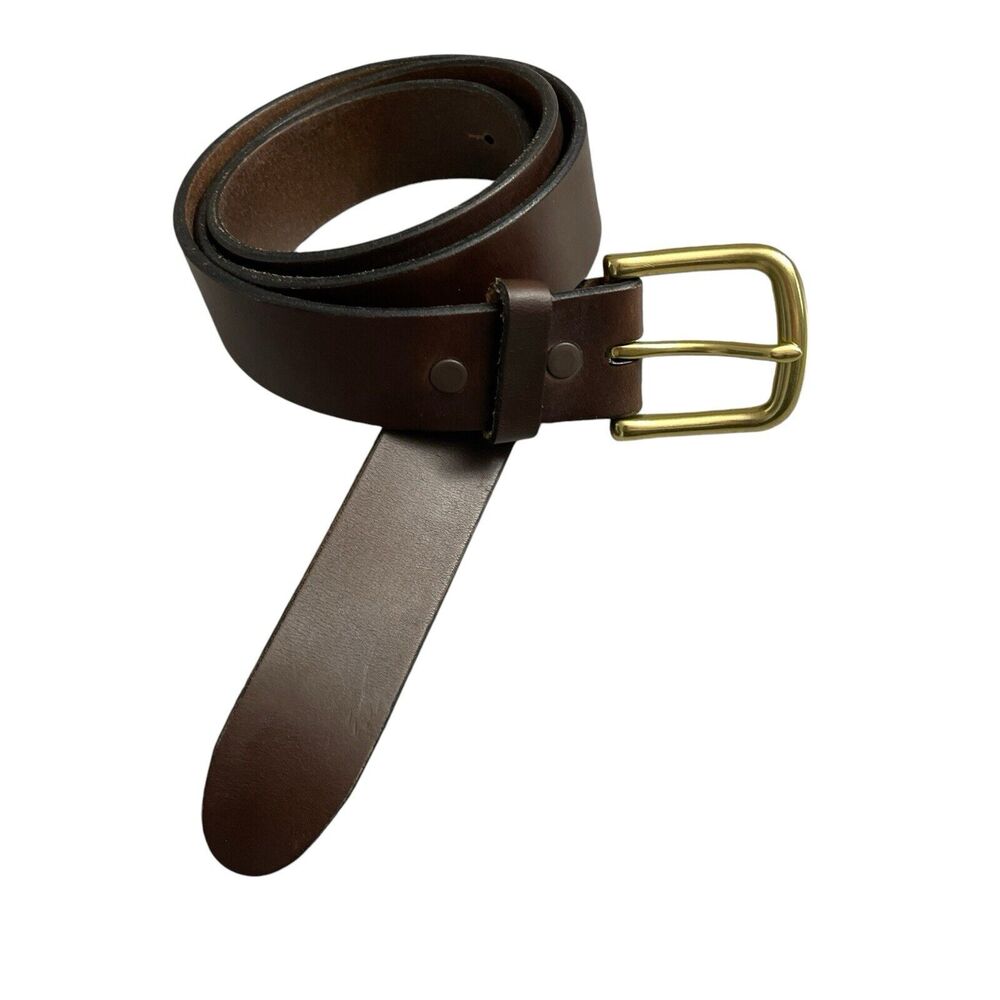 Sid Mashburn Belt 34 Chocolate Oil Pull Up Leather Brown Brass Buckle USA Made